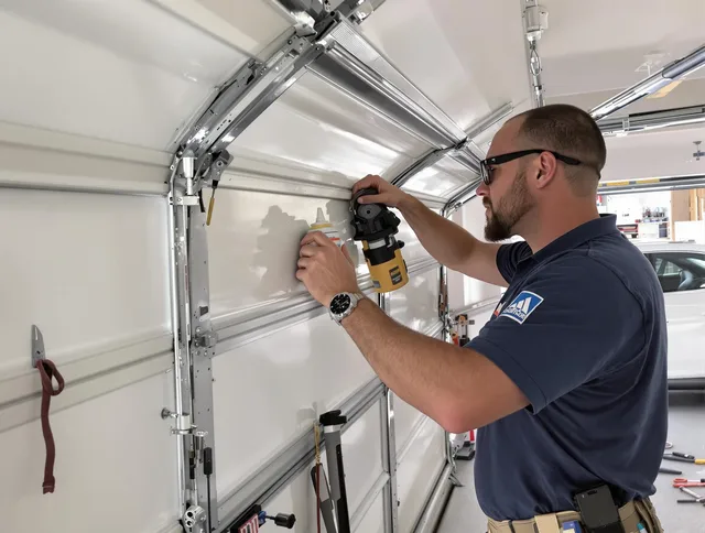 Hilliard Garage Door Repair technician quieting a noisy garage door in Hilliard
