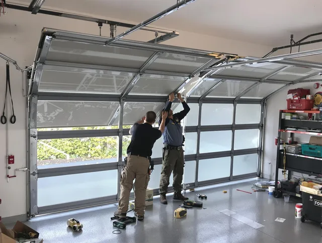 Hilliard Garage Door Repair expert performing precise panel replacement on Hilliard garage door