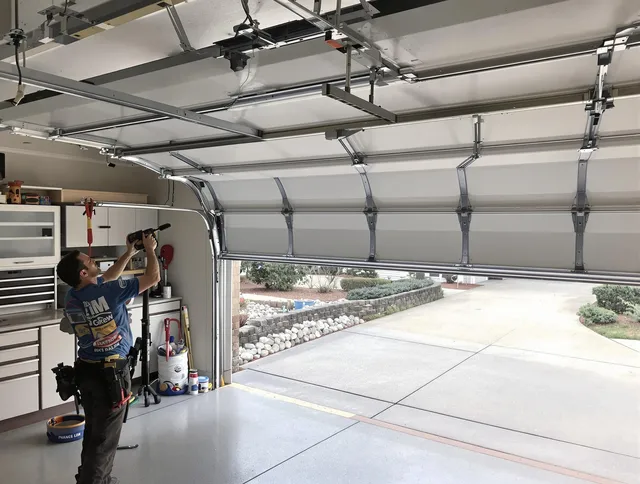 Garage door track repair service by Hilliard Garage Door Repair in Hilliard